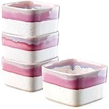 NUTRIUPS Ramequines y cuencos de cerámica aptos para horno de 251 ml para pudín, natillas, soufflé, postre y crema brulee, 4 piezas de flujo lila pastel