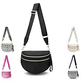 EMMAFY Crossbody Bags For Women,Waterproof Oxford Bum Bag with Adjustable Strap,Large Capacity Travel Purse (Black)