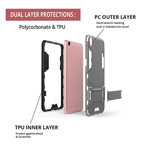 Image of Heartly Graphic Kickstand Hard Dual Rugged Armor Hybrid Bumper Back case Cover for Oppo r9 Plus - Navy Black - Black