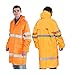 Produktbild Consorte Saturn Regenjacke Arbeitsjacke Herren Lange Warnjacke Schutzmantel Hi-Vis Damen Schweißnähte Kapuze EN471 Winddichte Wasserabweisende reflektierende Streifen; Orange (XXL)