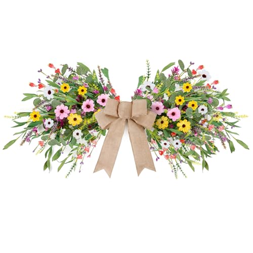 Primrue 24" Artificial Farmhouse Spring Summer Wildflower Floral Swag ...