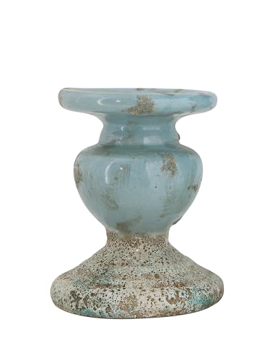 Creative Co-Op DF0935 Small Distressed Blue Terracotta Pillar Candle Holder thumb #3