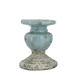 Creative Co-Op Small Distressed Blue Terracotta Pillar Candle Holder - Image 3