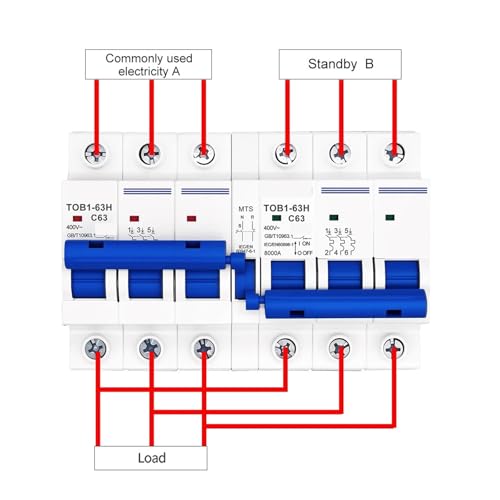 Interruptor de transferencia manual MTS 3P+3P 16A para doble potencia de corriente CA 4