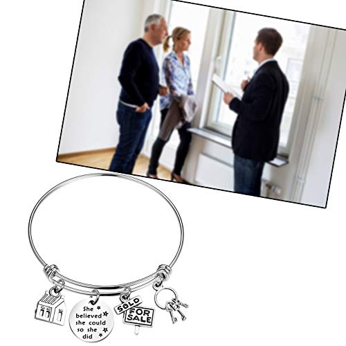 CHOORO Real Estate Agent Charm Bangle Realtor Jewelry Gift She Believed She Could New Home Gift4