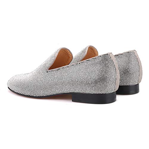 HI&HANN Sliver Diamond Men Shoes Wedding and Party Men Loafers Dress Loafer Smoking Slipper Male's Flats4
