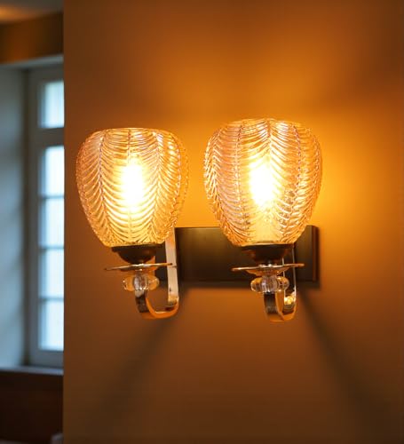 Image of ELAINTE Premium Wall Light | | Elegant Glass Wall Lamp for Living Room & Hallway | 3 Years Warranty | Free Bulb (Twin-Double)