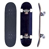 TangDao Skateboard Cruiser Madera de Arce con Rodamiento ABEC-7 para Adultos y Niños (Negro, Rueda Negra de Calle)