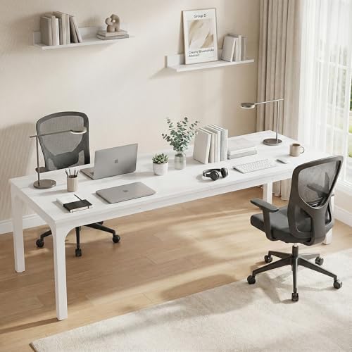 Lailang 200cm Escritorio, Bancada de Trabajo Oficina, Mesa Ordenador e Impresora, Escritorio de Madera, Escritorio Largo, 200 x 70 x 75 cm, Blanco