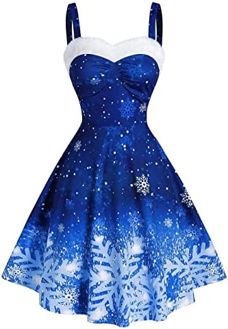 Christmas Party Dresses for Women UK Novelty Sleeveless V Neck Swing Dresses  Xmas Snow Print Knee Length Skater Dress Sale Clearance, Womens Christmas  Tunics, Blue, L : Amazon.ie