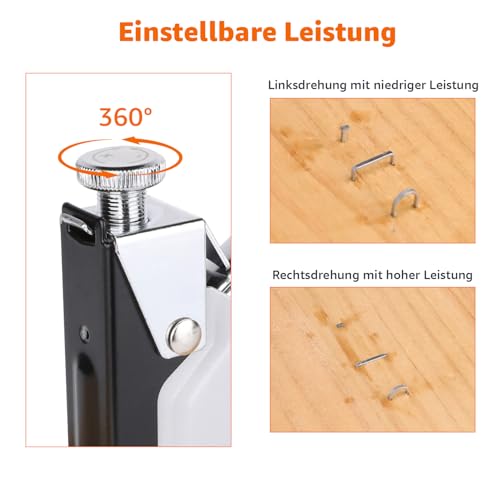 Amazon Basics Strapazierfähiger Handtacker, 3-in-1-Tackerpistole mit 600 Heftklammern, für Polstermöbel, Hausreparatur, Tischlerei, Dekoration und Reparatur von Möbeln, Schwarz