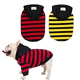 Moorfowl 2 Pack French Bulldog Hoodies Classic Striped Design Dog Sweatshirts Pug Warm Jacket Cold W
