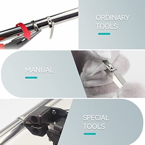 Jougu Metal Zip Ties 11.8 Inch 304 Stainless Steel Locking Cable 250Lb 300Mm 100Pcs Heavy Duty Exhaust Wrap Multi Purpose Binding For Machinery, Vehicles, Farms, Cables, Pipes,Fence #TOP2