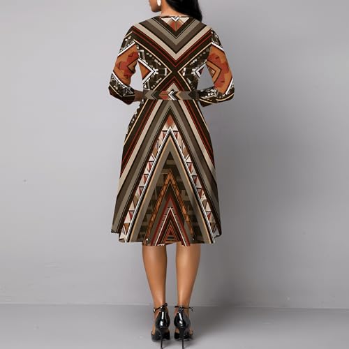 Long Sleeve Dresses for Women Casual Round Neck Fashion Front Buttons with Belt Office Business Elegant Midi Dress4