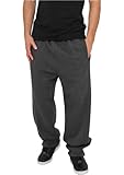 Urban Classics Herren Jogginghose Kordelzug Jogger Sporthose mit elastischem Bund Trainingshose mit elastischem Reißverschluss an, Schwarz, XXL