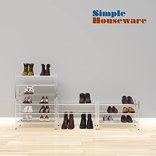 Image of Simple Houseware 3-Tier Stackable Mesh Shoe Rack, Silver