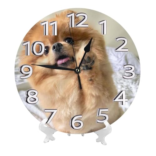 かわいい ポメラニアン犬 犬柄 掛け時計 おしゃれ 北欧 壁掛け時計 静音 自宅 寝室 部屋飾り 贈り物 インテリア 大数字 直径25cm 非電波 キャラクター かわいい プレゼント