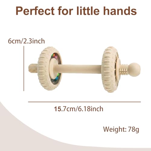 Image of Baby Teething Toys Baby Rattle Teething Straw 3-in-1 Barbell-Shaped, Made from Silicone, Built-in Toothbrush Head and Nipple Shape, Bpa-Free, Phthalate Free, Professionally Certified