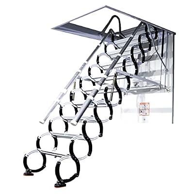 HDNSYNE Electric Loft Ladder Pull Down Attic Ladder Ceiling Folding Ladder Non-Slip Attic Stairs Indoor Telescoping Ladder Can Bear 1102lb (70x100cm/27.5x39in)