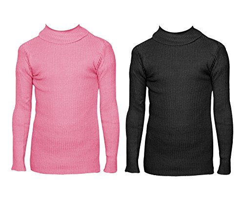 Image of IndiWeaves Boys Wollen Warm High Neck Full Sleeves T-Shirt /Inner /Skivvy for Winter (Pack of 2) Pink /Black 14-16 Years 10110-0611-IW-P2-34