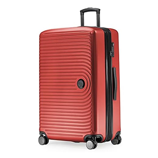 HAUPTSTADTKOFFER Mitte - Maleta Rígida Grande, TSA, 4 Ruedas, Equipaje Facturable con Ampliación de Volumen de 8 cm, 77 cm, 130 litros, Rojo