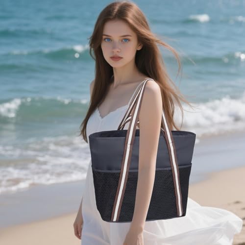 Beach Bag For Women, Sandproof Travel Tote, Summer Beach Bag, Zipper Closure Protection Storage, Interior And Exterior4