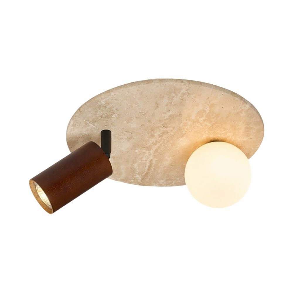 Kamienna lampa sufitowa, regulowany reflektor sufitowy, lampy sufitowe do sypialni, korytarza i przedpokoju, klosz szklany w kształcie kuli