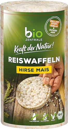 biozentrale Bio Reiswaffel Hirse-Mais | 12er Pack (12x100g) | Leckere Reiswaffeln | Ballaststoffquelle Snack