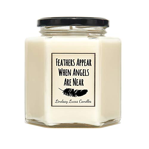 Bereavement Condolences Gift Candle - Feathers appear when angels are near