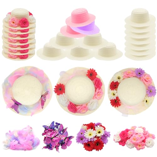 Chapeaux de paille pour fille VoizVony et accessoires de customisation pour activités manuelles