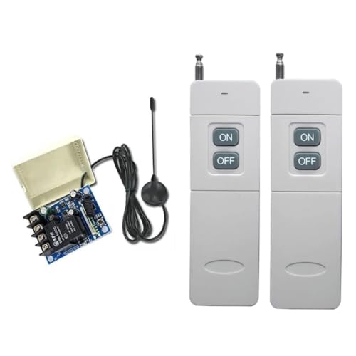 500m-1500M DC12V-48V 40A RF Wireless Remote Control Power Switch Radio Controller Transmitter Receiver with Antenna for Industrial, Home & Agricultural Automation (1 Remote)
