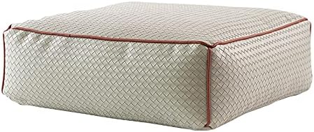 MOCOFO Home Decor 3D Woven Pattern Leather Sofa Stool PVC Modern Minimalist Square Plastic Leather Ottoman Pouf (Light Green,45x45x15cm)
