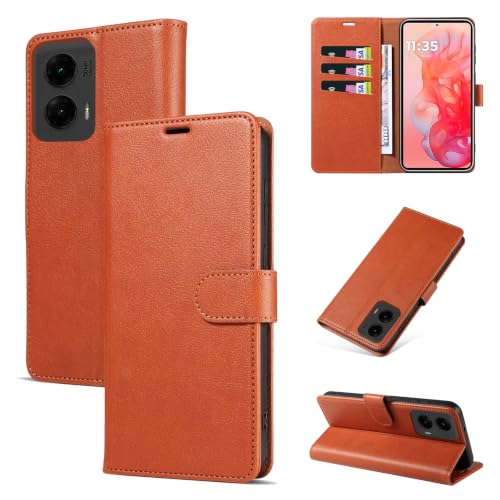 RKINC Wallet Case for Moto G Stylus 5G 2024, 3 Card Holders, Tan Brown