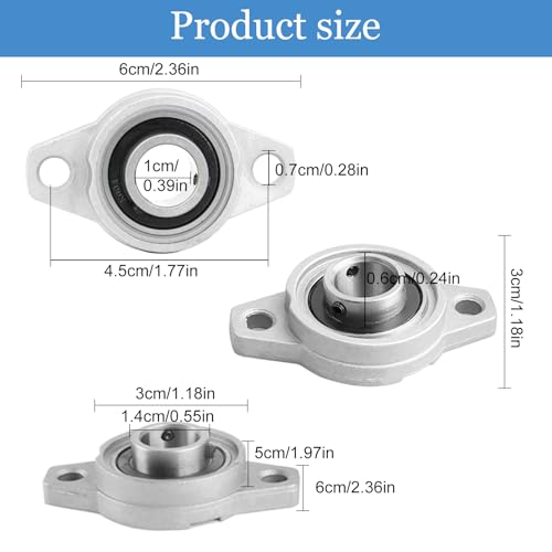 2 Stück Flanschlager, KFL000 Stehlager Lagerbock 10 MM Innendurchmesser Gehäuselager Kugellager Lager Gehäuse Rhombische Wellenlager für Achse Welle Maschine 3D Drucker