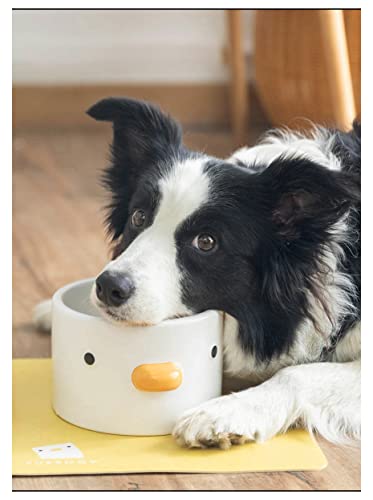 Purroom Raised Cat Bowl, Non-Spilled & Non-Slip Dog Bowl, Cute Chick Handmade Glaze Duck Safety Ceramics, 2.2Lb Weight Is Not Easy To Push, Suitable For Small Dogs & All Cats. #TOP1