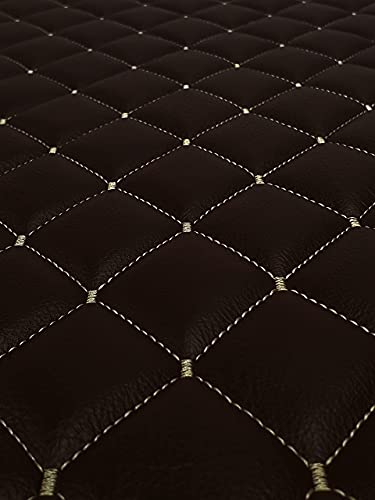 Vinyl Quilted Foam Fabric with 3/8" Foam Backing Upholstery / 52" Wide/Sold by The Yard/FABRIC EMPIRE (Brown with Hq Beige Thread, Diamond 2" x 3")