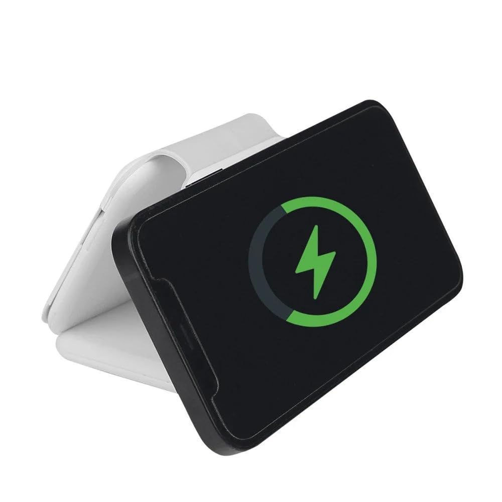 FONTASTIC 263446 Stazione di Ricarica Wireless Qi Magnetica Pieghevole per Smartphone e Smartwatch Bianco