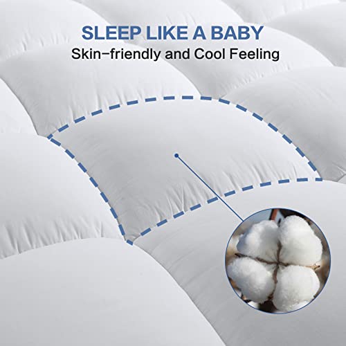 Cohome Queen Size Mattress Topper Extra Thick Cooling Mattress Pad 400Tc Cotton Top Plush Down Alternative Fill Pillow Top Mattress Cover With 8-21 Inch Deep Pocket (60X80 Inches, White-Classic) #TOP2