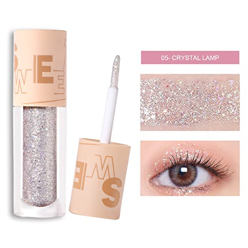 5Pcs Liquid Glitter Eyeshadow Set, Shimmer Metallic Eye Shadow Korean Makeup Loose Glitter Glue For Eye Crystals, High Pigmented, Long Lasting, Quick Drying #TOP5