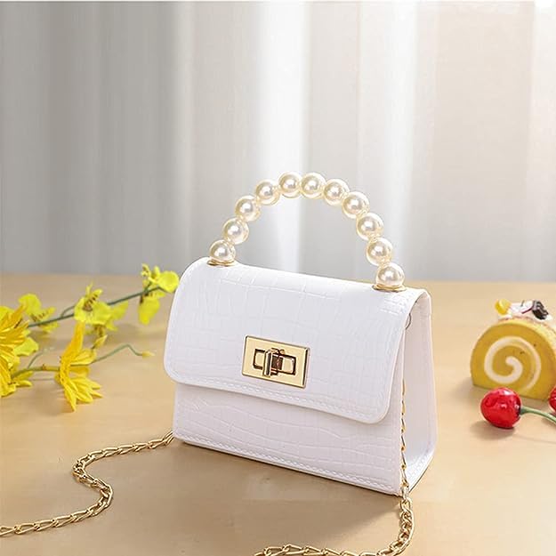 H HANBELLA - A FASHION TRENDY COLLECTION. FOREVER. - Mini Cute White Messenger Shoulder Bag for Girs - Crossbody Purses teens Handbags With Parls