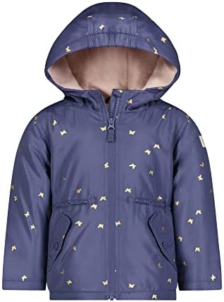 OshKosh B’gosh Baby Girl's Hooded Winter Coat, Navy with Stylish Metallic Butterfly Design, 3 Years
