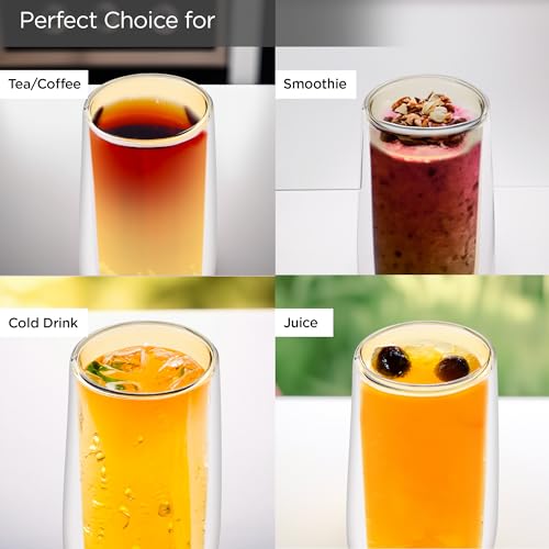 Image of UMAI Double Wall Borosilicate Glass Coffee Mug | Cups Set of 2-240ml Each | High Thermal Resistance | Microwave & Dishwasher Safe | Gifting Pack for Friends /Family /Couples | Yellow