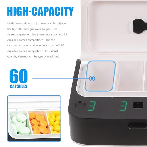Pilulier électronique DECHOUS intelligent 6 compartiments remède voyage Led - 3
