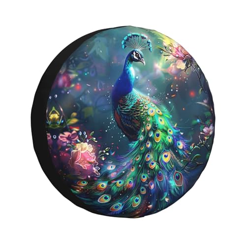 Image of Beautiful Peacock Spare Tire Cover Weatherproof Universal Wheel Protectors Wheel Covers for Rv Camper Travel Trailer SUV Truck 15 Inch