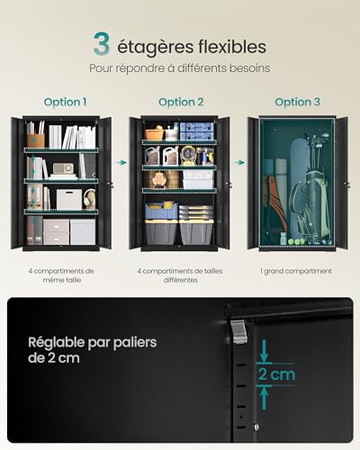 Armoire Bureau Acier Verrouillable 80x40x140 SONGMICS