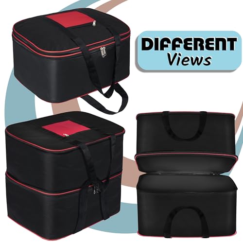 Image of Storite Expandable Moisture Proof Nylon 142 L Heavy Duty Extra Large Storage Bag For Clothes /Blankets /Bedsheets /Toys /Stationery Paper Rectangular(RedBlack, 57x49x51cm)