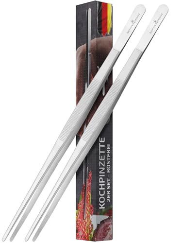 Schwertkrone Set de 2 Pinces de Cuisine en Acier Inox - Ergonomiques, pour BBQ, Cuisson et Grill, Facile à Nettoyer