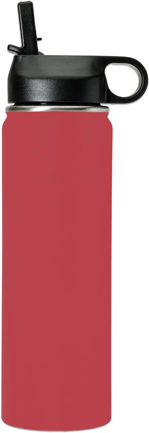 LaserGram Personalized Water Bottle, High Wing Airplane, Stainless Steel Double Wall Vacuum Insulated with Flip Top Straw, Custom Engraved Gift (20oz / 590ml Maroon)