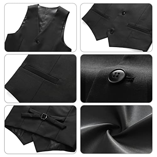 Image of Boy Suits 3 Piece Slim Fit Formal Suit Set with Tuxedo Jacket Vest Pants for Kids Wedding Ring Bearer Party