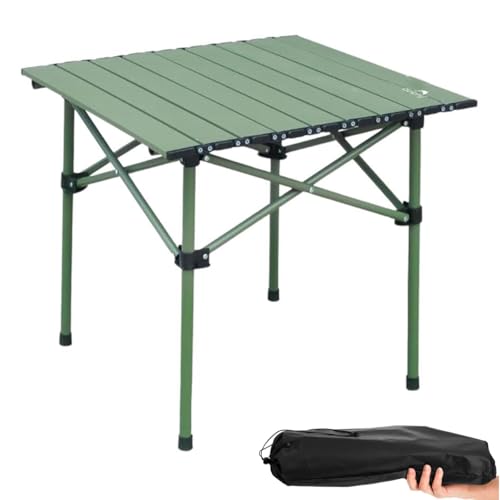 Image of DOLPHY Compact Aluminium Folding Camping Table | Multipurpose Folding Camping Table with Roll-up Tabletop |Table for Camping, Fishing, Hiking, Travel, Picnic, Beach - (Square)
